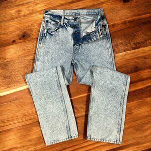 RE/DONE Jeans Size 26 Waist Button Fly High Rise Stone Acid Wash Straight Leg